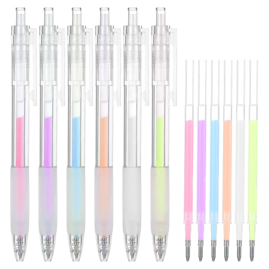 JIEYAO 6Pcs Fine Tip Glue Pens with 6 Refills, Quick Dry Roller Glue Pens Apply Glue Like Writing Easy Control Ballpoint Precision Glue Pens for Scrapbooking Card Making Calligraphy Craft(Multicolor)