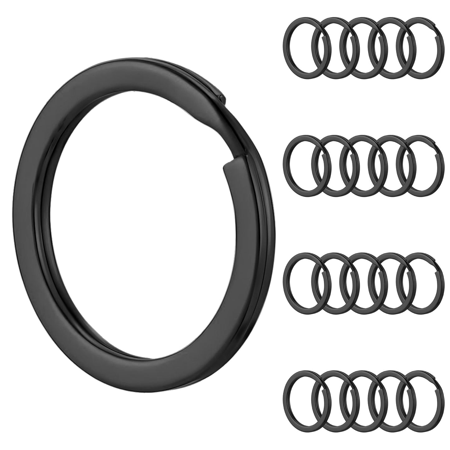 Yuanchu Keyrings 25 mm Flat Black Split Rings Metal Key Ring Hoop for Car Keys Organization Making Crafting and DIY