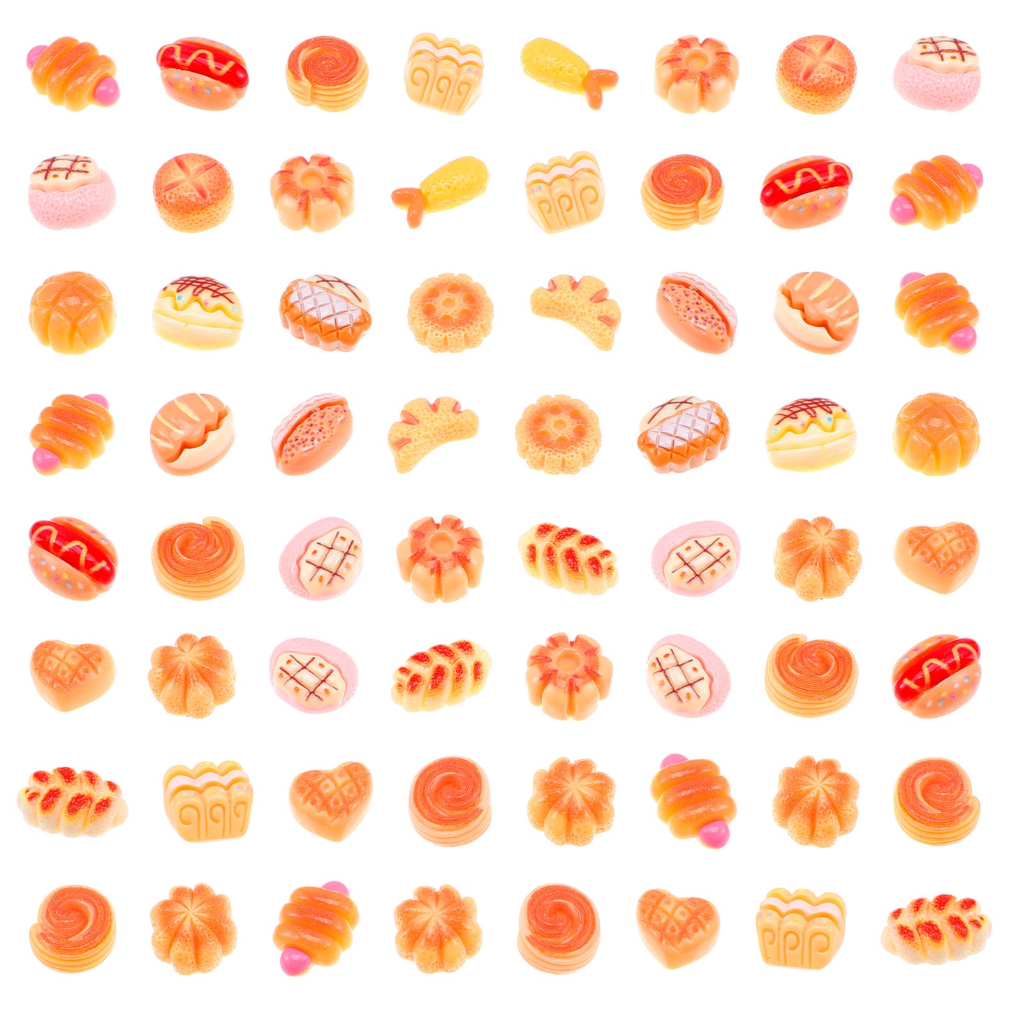 MBAIYO 100Pcs Mini Bread Dollhouse Accessories, Resin Tiny Bread Bakery Decor Mini Food for Crafts Dollhouse Mini Kitchen Micro Landscaping Decoration Miniature Displays