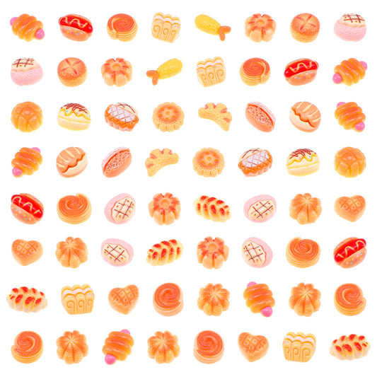 MBAIYO 100Pcs Mini Bread Dollhouse Accessories, Resin Tiny Bread Bakery Decor Mini Food for Crafts Dollhouse Mini Kitchen Micro Landscaping Decoration Miniature Displays