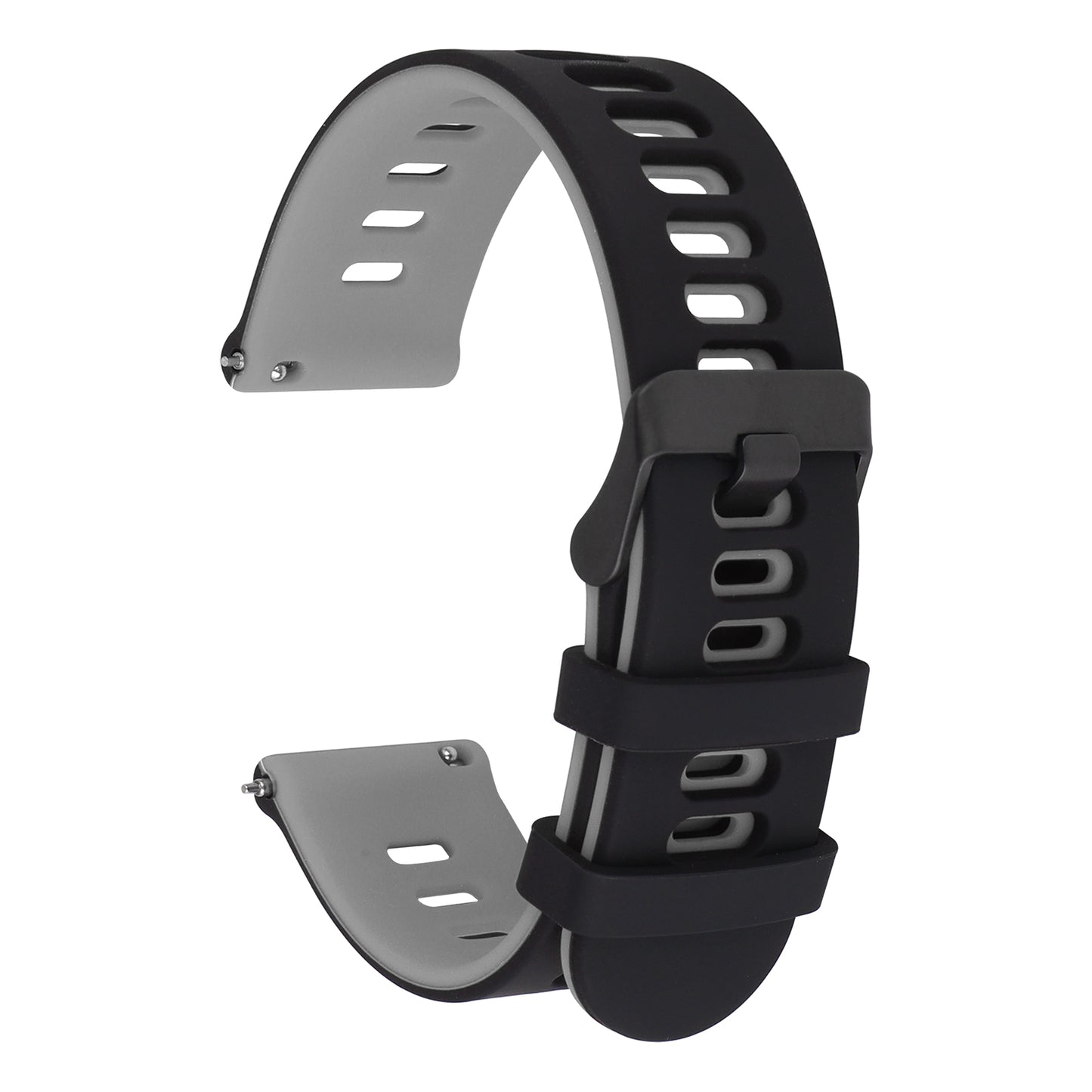 Cobee Silicone Rubber Watch Bands, Quick Release Sport Watch Replacement Straps, Universal Smart Watchband with Black Stainless Steel Buckle Compatible with 20mm/22mm for Men Women(20mm, Black-Gray)
