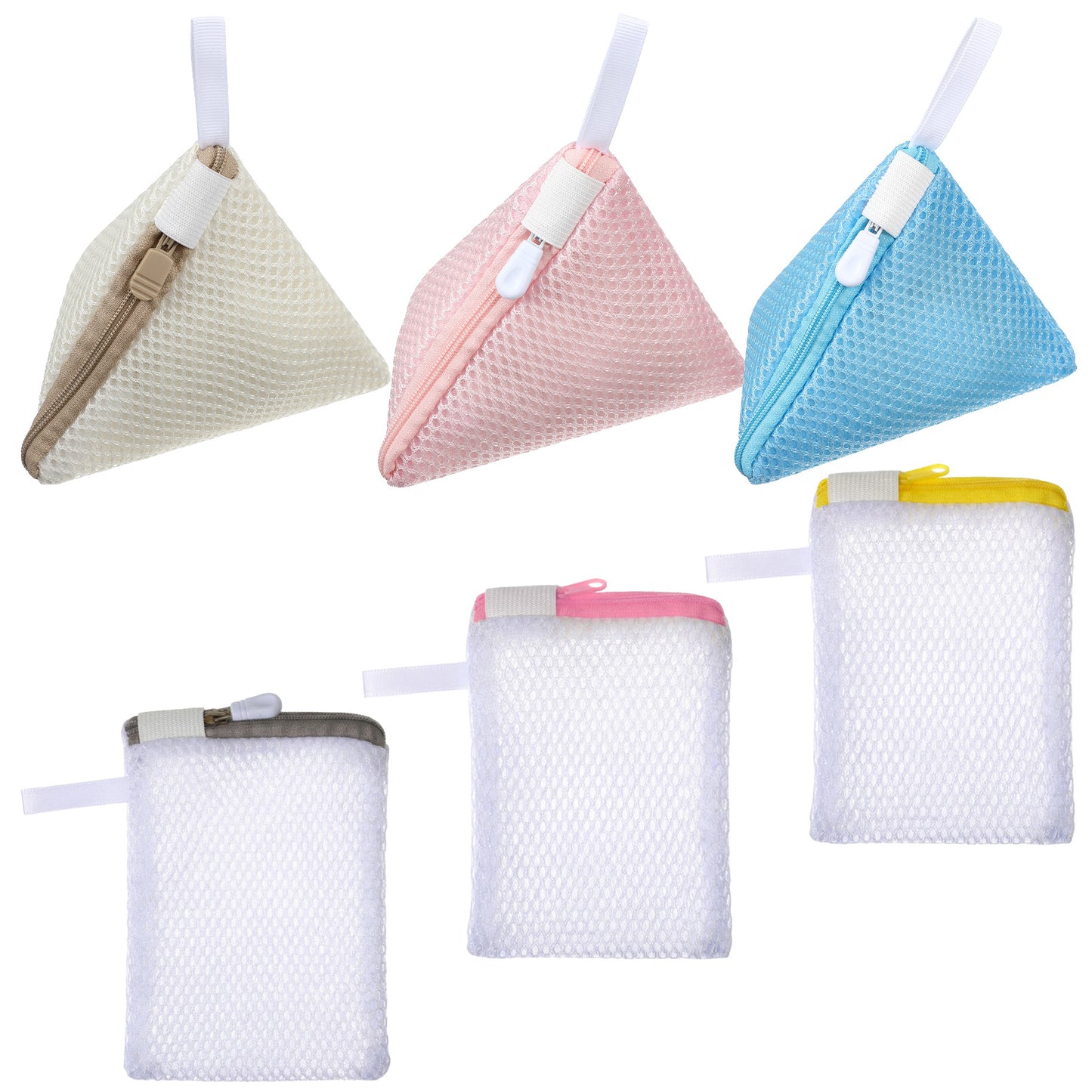 XLIUAX 6pcs Mini Mesh Laundry Bags, Small Mesh Bag Triangle Anti-Sticking Laundry Pod Bags Square Travel Polyester Storage Bag for Scented Beads Washing Machine