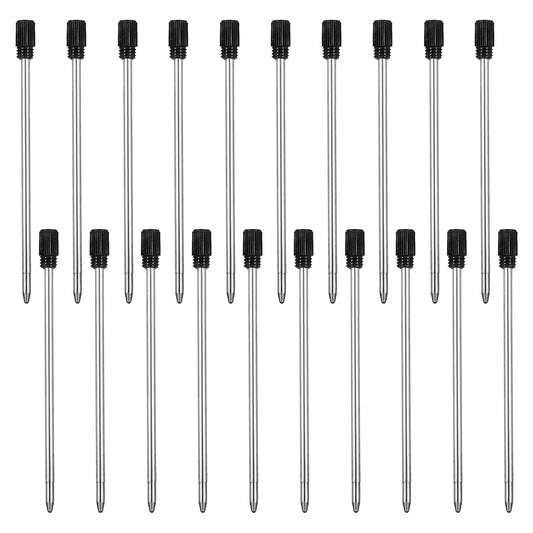 HJZHII 20PCS 2.75in Ballpoint Pen Refills, 1mm Medium Tip Black Ink Refill Replaceable Medium Point Metal Refill Replaceable Pens Refills Metal D1 Refills(Black)
