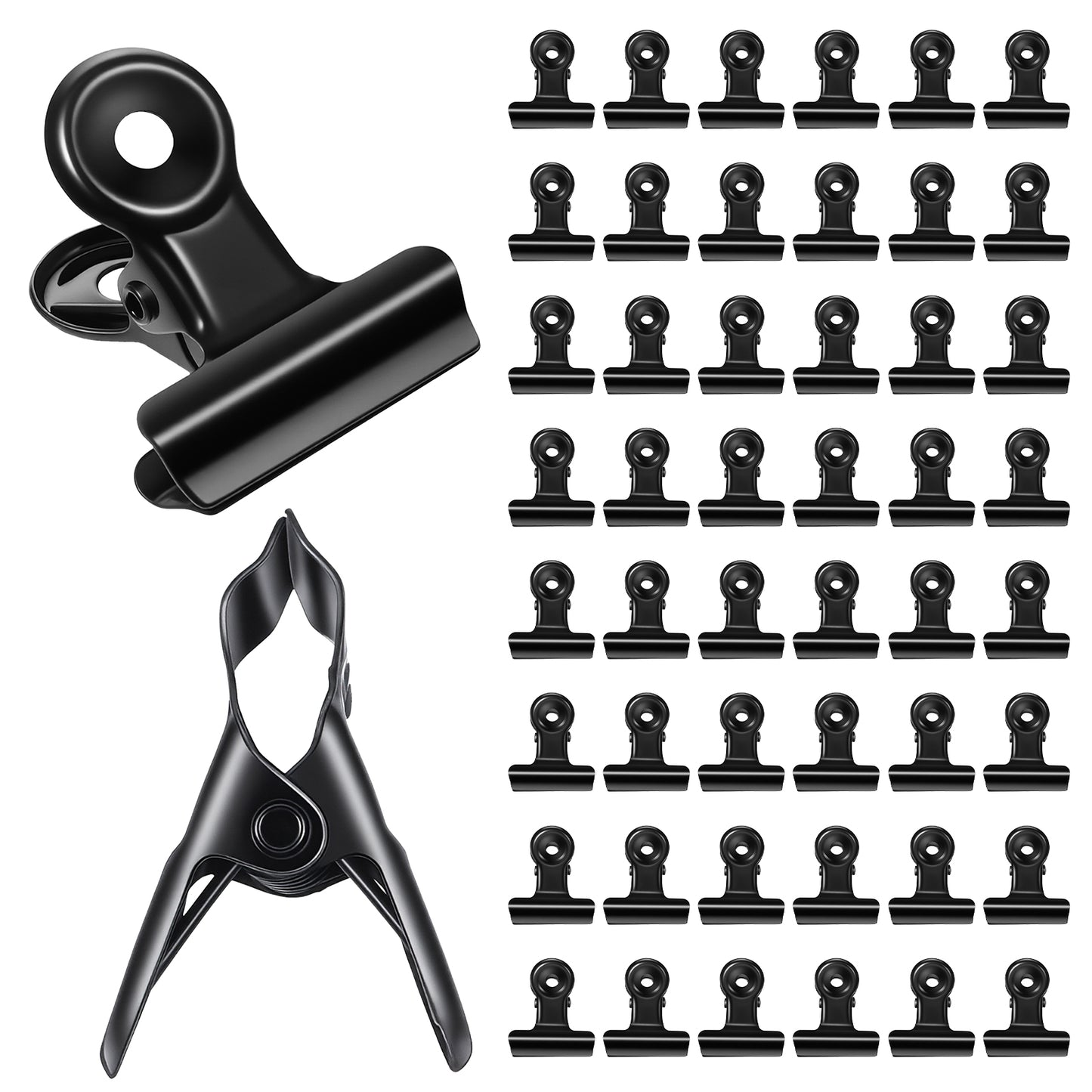 TIESOME 50 Pcs Black Bulldog Paper Clips, 0.87 Inch Small Metal Bull Binder Clips for Photos, Crafts, Food Bags, Home Office Supplies (Black)