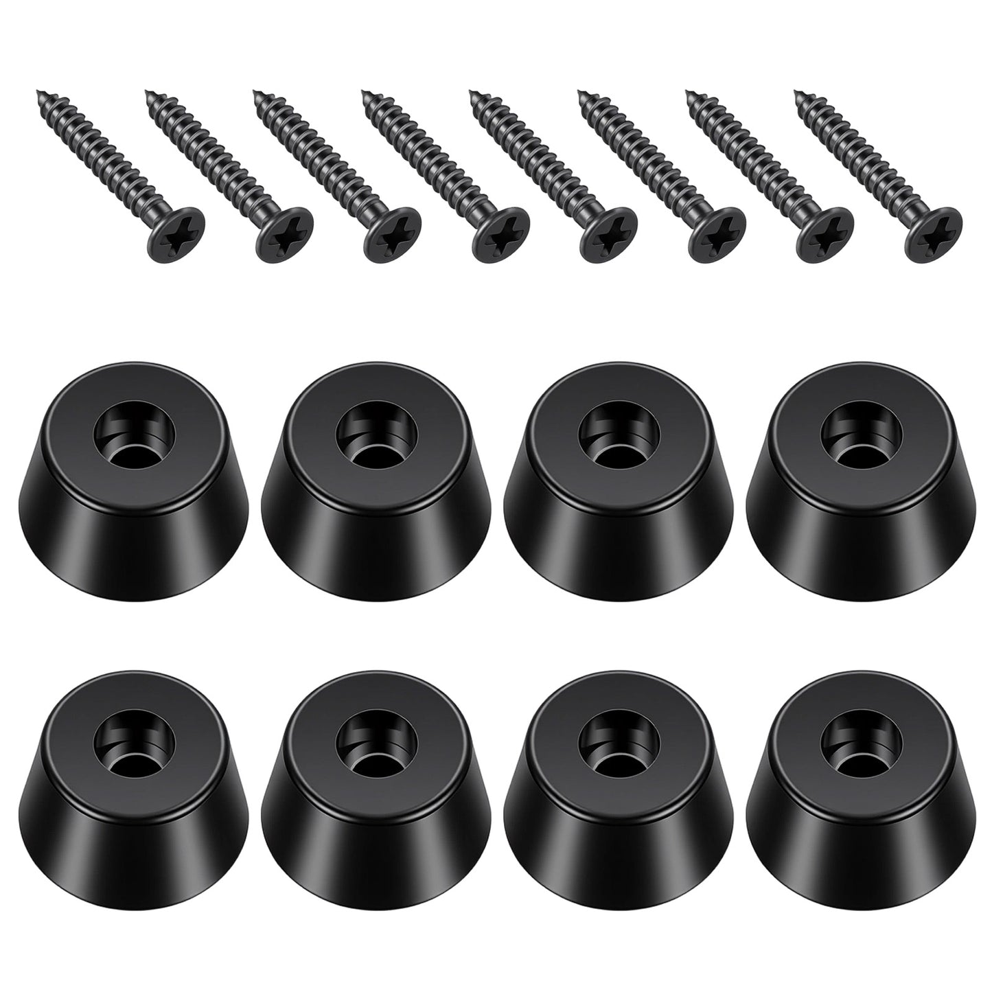 DOPENSPI 8 Pcs Rubber Feet, Non-Slip Furniture Leg Pads with Screws Round Rubber Feet for Furniture Black Bumpers Pads for Cutting Board Cabinet Speaker Desk(25 x 30 x 13 mm)