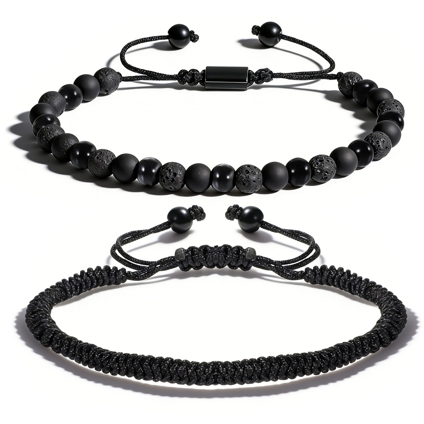 TIESOME Mens Bracelets Beads, Natural Stone 8mm 8MM Black Onyx Obsidian Lava Stone Beads-Handmade for Men Teen Birthday Anniversary Father's Day Gifts
