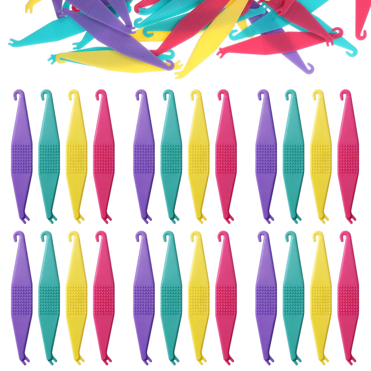 SULIKJHUI 100 Pcs Braces Rubber Band Tool, Colorful Elastic Dental Placer, Disposable Rubber Bands Placer for Women, Men