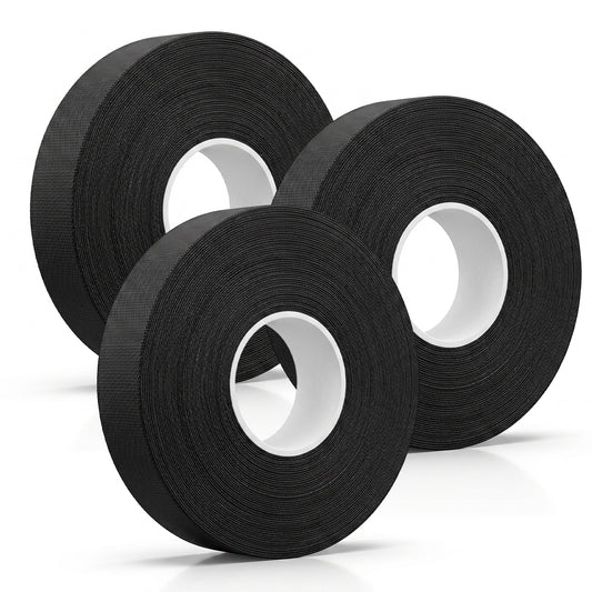 Cobee 3 Rolls Wire Harness Tape, 19mm x 25m Cloth Wiring Loom Tape Black Harness Electrical Tapes Heat Resistant Adhesive Fabric Cloth Tapes for Car Wire Cable Management