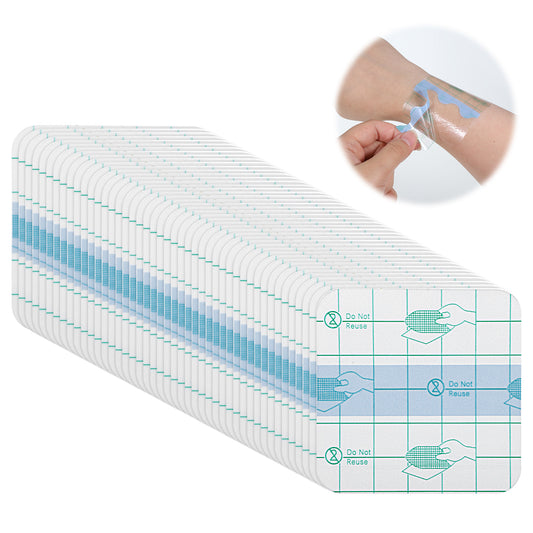 BOHUIZ Tattoo Aftercare Bandage, 50Pcs Waterproof Bandages for Swimming 4 x 4 Inch Waterproof Bandages Post Surgical Transparent Film Dressing Second Skin Tattoo Cover Up Tape for Swimming Shower Skin