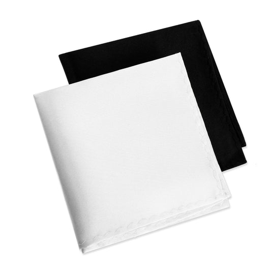 BOHUIZ Satin Pocket Square for Men, 2Pcs Pocket Squares for Men, Solid Color Mens Pocket Square Silk Handkerchiefs for Suit(Black, White)