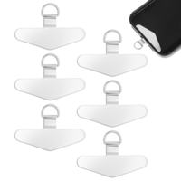 BOHUIZ 6Pcs Phone Tether Tags, Stainless Steel Cellphone Lanyard Tether Patches Silver Crossbody Cell Phone Lanyard Connector Clip Compatible with Most Smartphones