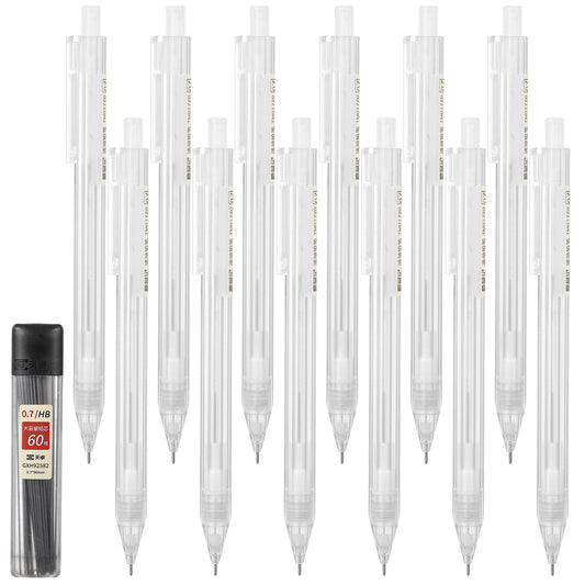 LIQWEI Novelty Mechanical Pencil Set, 0.7mm Aesthetic Mechanical Pencils Transparent Pen Shell Pencils with 60pcs Lead Refill, Suitable for Drafting, Sketching, Art Class, Writing, and More(12)