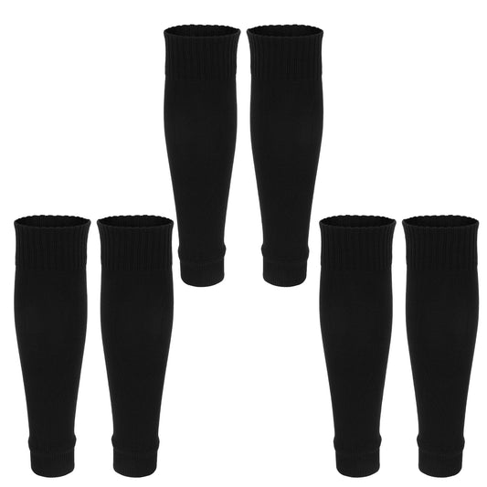 LXUEJIE 3 Pairs Soccer Leg Sleeves, Black Pre-Cut Soccer Sock Sleeves Elastic Football Leg Sleeve for Youth Men Women Soccers Running Cycling