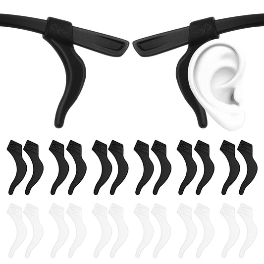 BOHUIZ 60Pcs Silicone Eyeglass Ear Cushions, Stop Glasses Slipping Down Nose Grips Comfortable Eyeglass Ear Hook Sleeve Glasses Accessories for Glasses, Sunglasses, Reading Glasses(White+Black)
