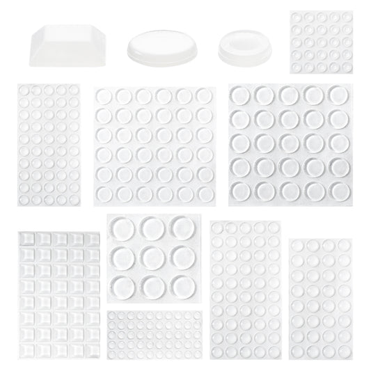 JJUNW 317 Pieces Cabinet Bumper Set, Silicone Cabinet Door Bumpers, Clear Self-Adhesive Rubber Pads for Cabinet Doors Cupboards, and Kitchen Cabinet Protectors – Dampen Noise & Protect Surfaces