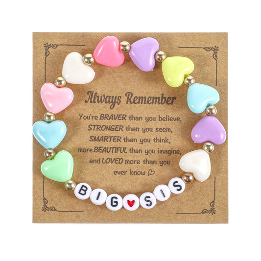 HJZHII Big Sister Bracelet, Big Sister Shirt Jewelry Bracelet Macaron Color Heart Charm Beads Hand Jewelry for woman gift