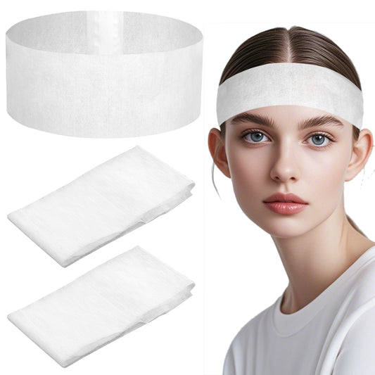 HJZHII 30pcs Disposable Spa Headband for Women, Stretch Facial Skincare Headbands Individual Wrapped Elastic Makeup Headwraps with Adjustable Closure for Esthetician Supplies