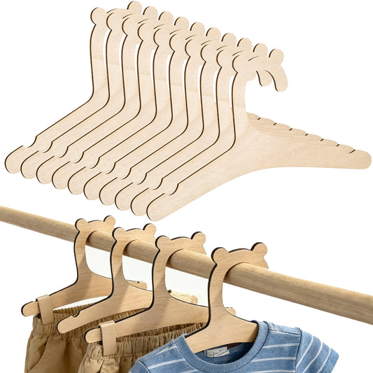 LIQWEI 20PCS Wooden Baby Hangers, Cute Bear Shape Kids Hangers Anti-Slip