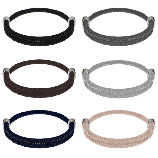 AOZUO Men's Sailing Rope Bracelet, Adjustable Bracelets, Black Nautical Braided Nylon Surfer Bracelet for Surfers Everyday Outdoor Men Women (15-30cm), Grande, Acrylonitrile Butadiene Styrene, No