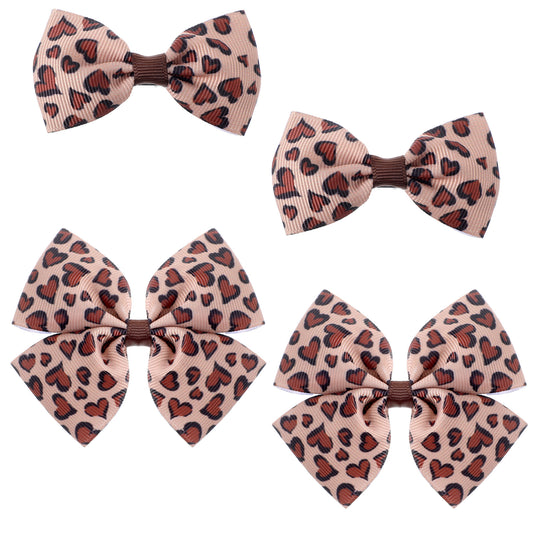 MBAIYO 6 Pcs Leopard Hair Bow Clips for Women Girls, Cheetah Print Hair Clips Accessories Small Barrettes Animal Print Costume Party Hairclips