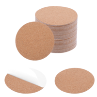 JIYIN 50 Pcs Self-Adhesive Cork Sheets for DIY Coasters, 4 Inch Round Backing Cork Tiles Mat with Strong Adhesive-Backed for DIY Coasters Wall Decor and Crafts