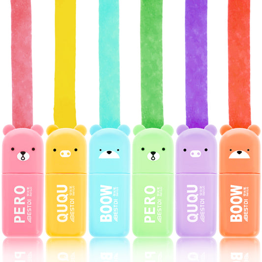 Molain Highlighter, 6 Pack Cute Highlighters Assorted Colors Chisel Tip Highlighter Marker Water Based Quick Dry No Bleed Marker Pen for Study Notes School Office