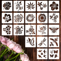 BOHUIZ 20 Pcs Flower Stencils for Painting, 3 Inch Waterproof Plastic Floral Stencils for Crafts, Reusable Drawing Stencil for Painting on Wall for Furniture DIY Crafts Canvas Home Decor