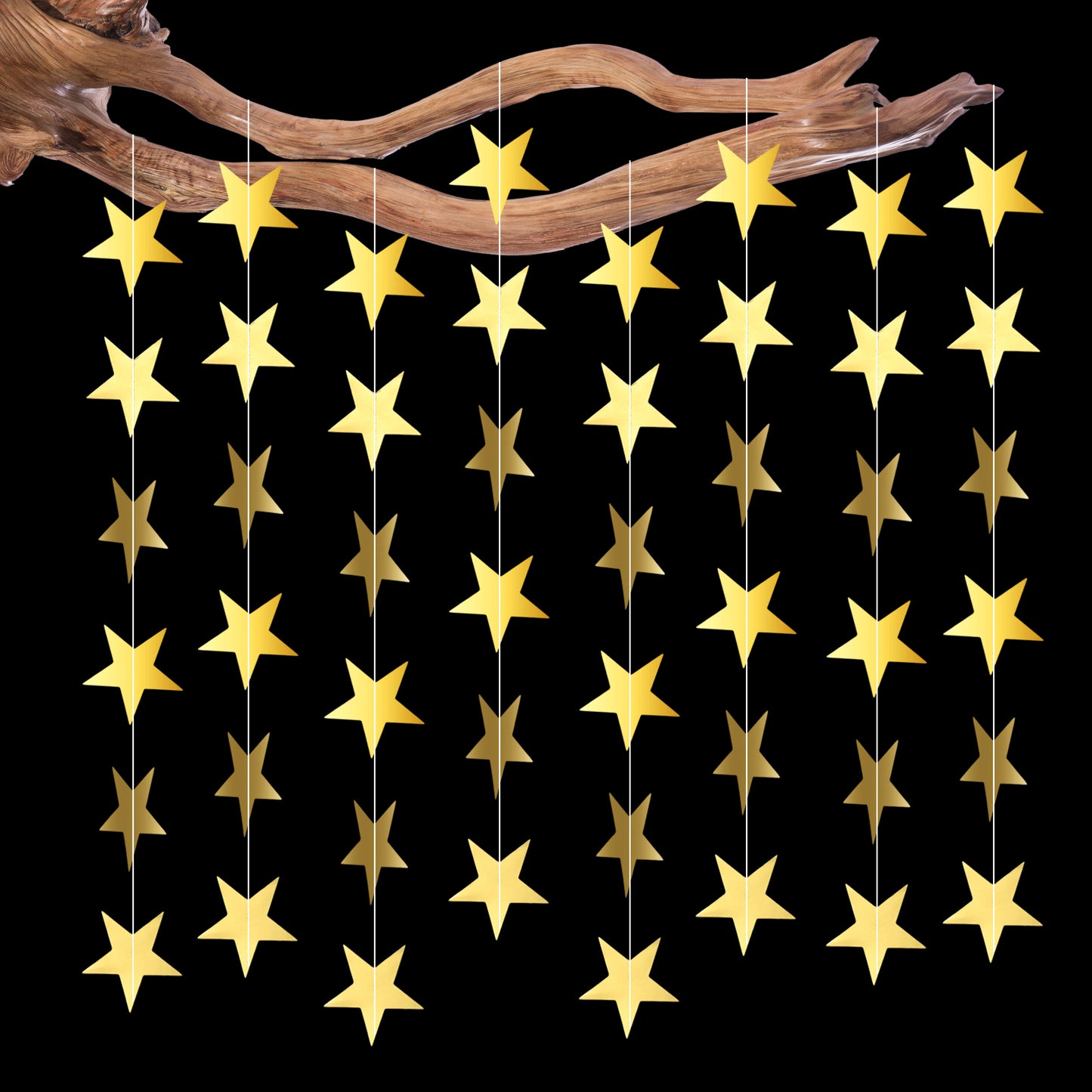 cobee 3 Pcs Gold Star Garland, Glitter Hanging Stars Decorations Double Side Star Streamers Decorations Gold Glitter Stars Bunting for Christmas Birthday Wedding Graduation Party(39 Feet)