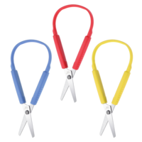 cobee 3 Pcs Safety Scissors for Toddlers, Loop Scissors Adaptive Scissors for Kids, 5.5 Inch Handle Self-Opening Kids Training Scissors(Red Blue Yellow)