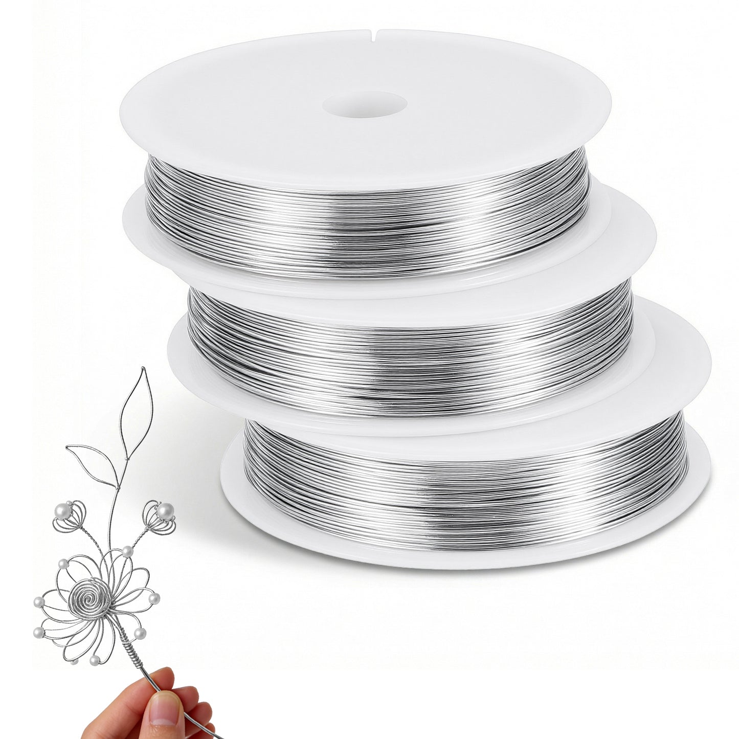 XLIUAX 3 Roll Jewellery Wire, 120 m x 0.5 mm Bendable Thin Wire Metal Silver Wires for Sculpting, Bike Modelling, Skeleton Crafting Floral Making Jewelry Making