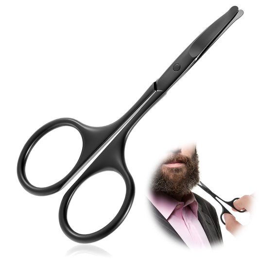 JIEYAO Nose Hair Scissors for Men, Rounded Tip Nose & Ear Hair Trimmer, Stainless Steel Blunt Tip Scissor Professional Grooming Scissors Facial Hair Small Scissors Beauty for Eyebrows Moustache Beard