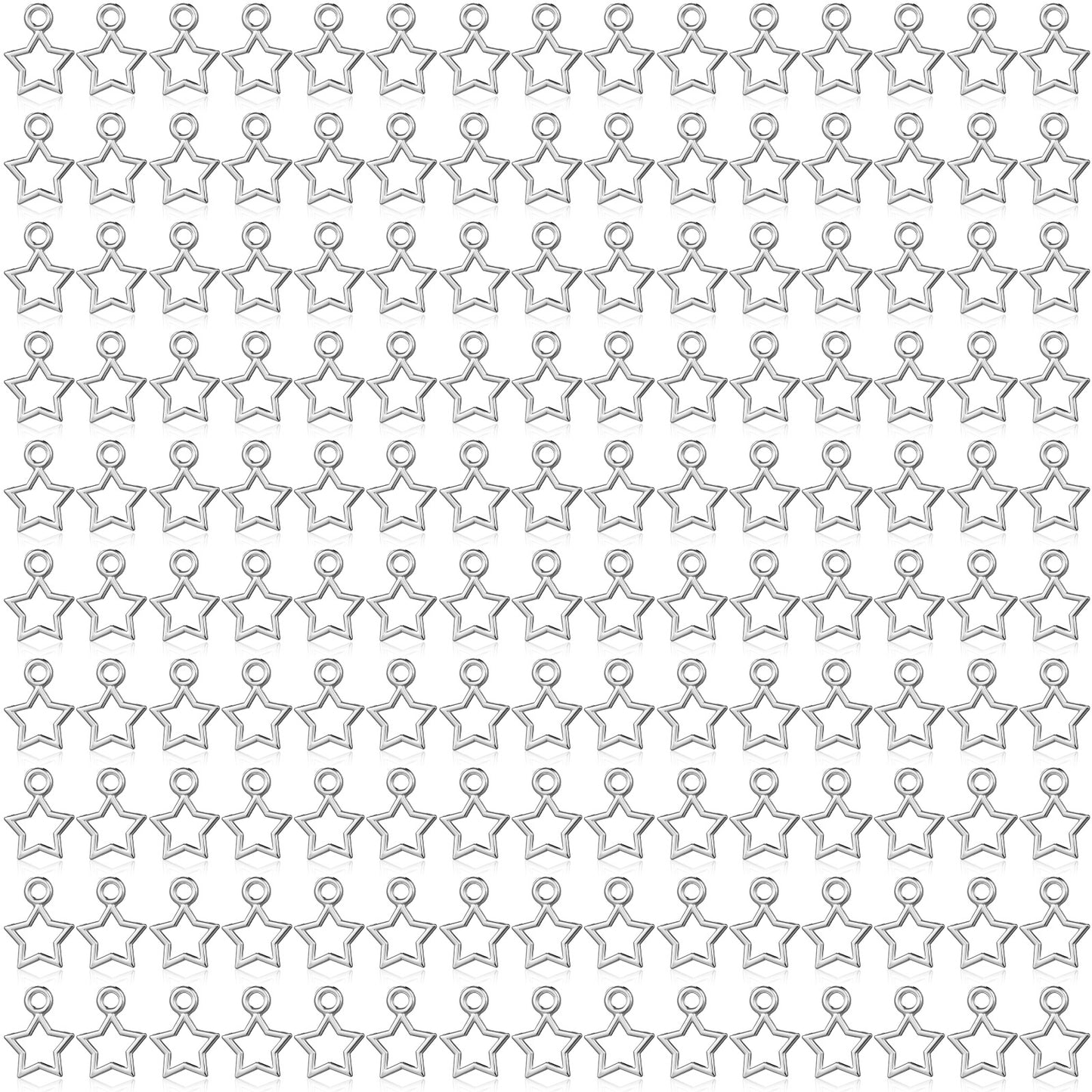 JIEYAO 150 Pcs Silver Star Charms, Hollow Mini Star Dangle Charm Metal Pendant Charms for DIY Jewelry Making Bracelet Necklace Earring Keychain Craft Accessories