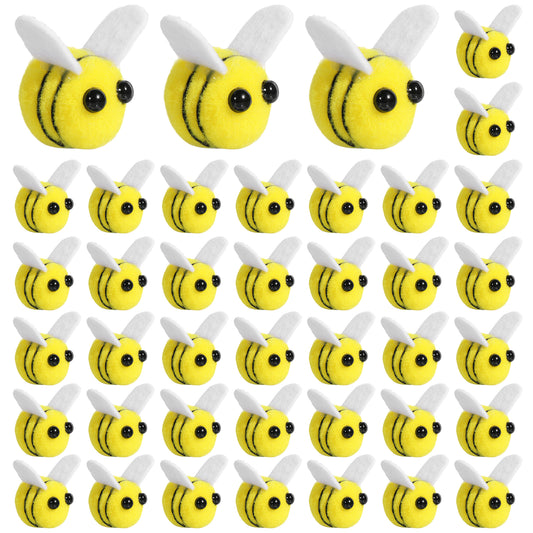 JJUNW 40 Pcs Wool Felt Bee for Craft, Mini Bees for Crafts, Plush Decor Cute for Gender Reveal Decorations Clothing Plush for Party Favors DIY Craft Jewelry Accessory Bee