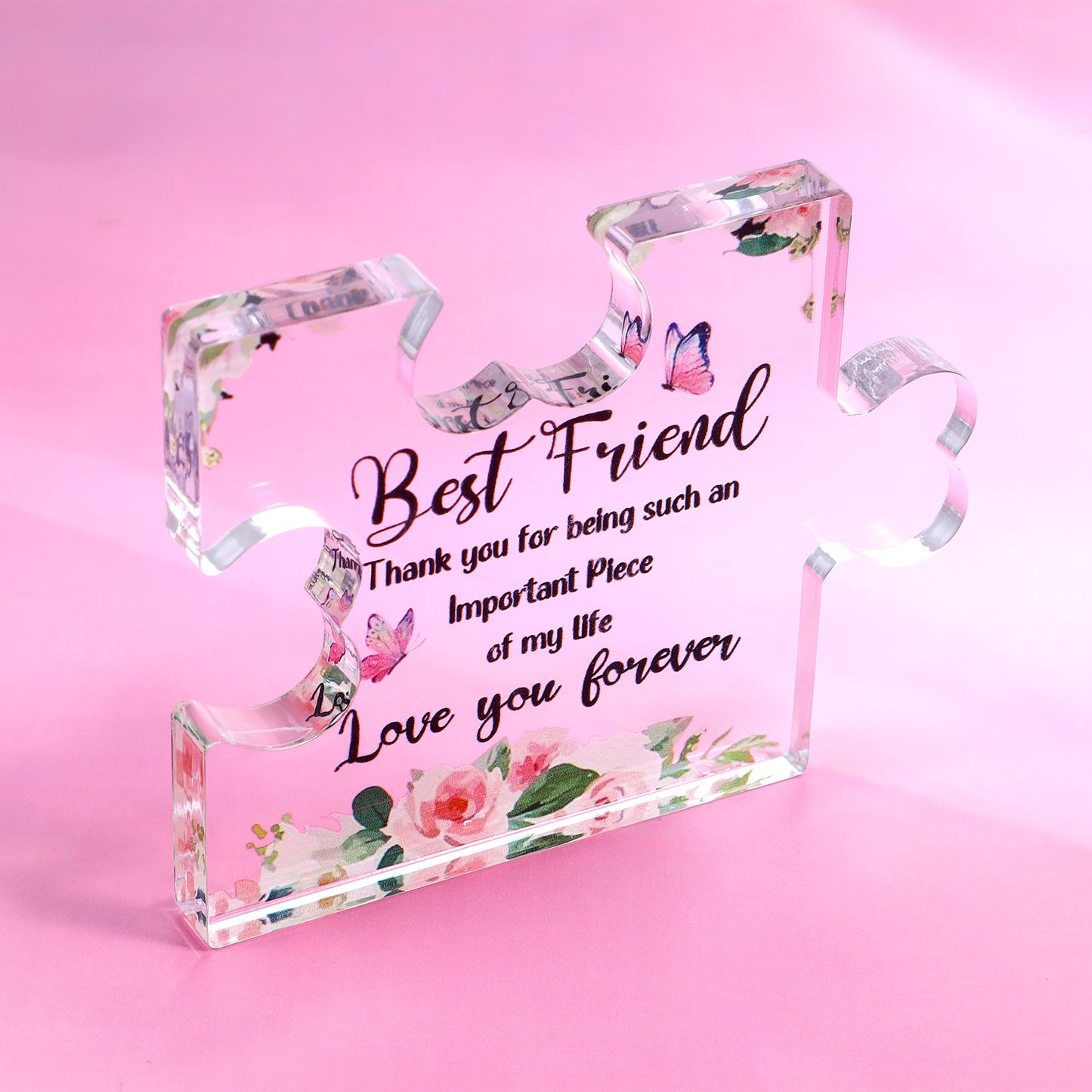 DOPENSPI Best Friend Birthday Gift for Women, 3.94x3.27 inch Gift for Best Friend Transparent Acrylic Block Puzzle Acrylic Puzzle Plaque Friendship Gifts for Birthday Christmas Thanksgiving