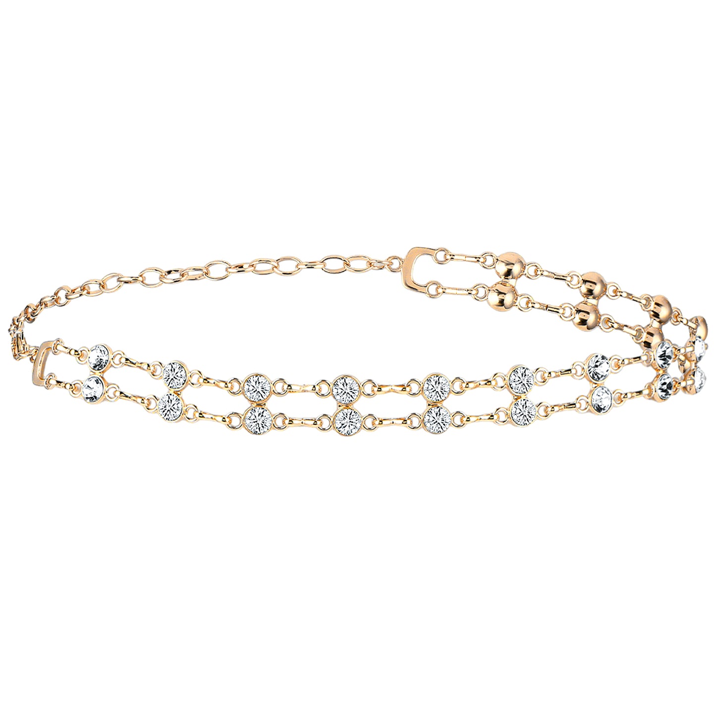 Yuanchu Women Rhinestone Chain Belt, Crystal Body Link Belt Metal Dress Belt Adjustable Skinny Waist Chain Belt for Dress(Gold)