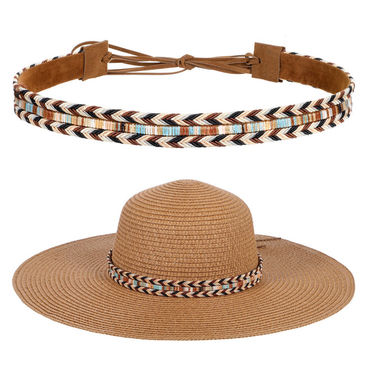 MBAIYO Adjustable Hat Band for Women, 51 x 0.98 Inch Hat Band for Cowboy Fedora Panama Hats Western Hats Belt for Women Men