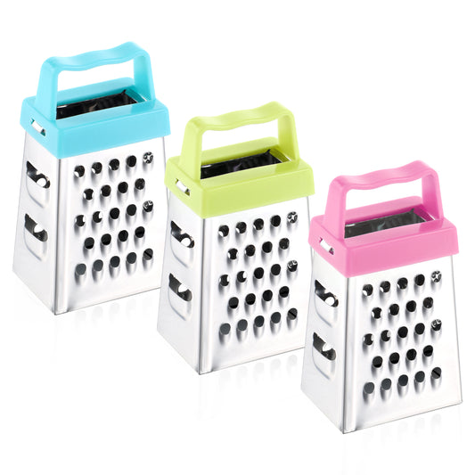 AOZUO 3Pcs Mini Grater, Small Cheese Grater Stainless Steel Box Grater with Handle Efficient Kitchen Gadget for Grating Garlic Nutmeg Chocolate Parmesan Dishwasher Safe