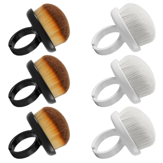 HJZHII 6Pcs Dust Brush for Nails, Nail Dust Cleaning Brush Ring Nail Duster Cleaning Brushes Small Portable Scrubber Brushes Portable Nails Duster Tools for Manicure and Pedicure Black White
