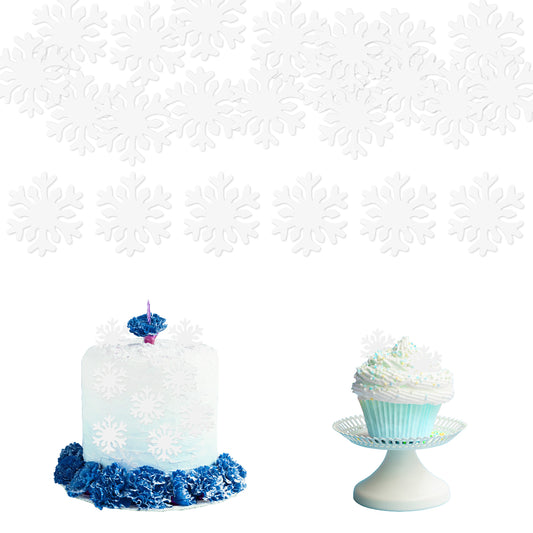 Molain 50PCS Edible Snowflakes for Cake Decorating Edible Christmas Cake Decorations Wafer Paper Snowflake Cupcake Toppers for Christmas Winter Holiday Snow Theme Party Supplies(White)