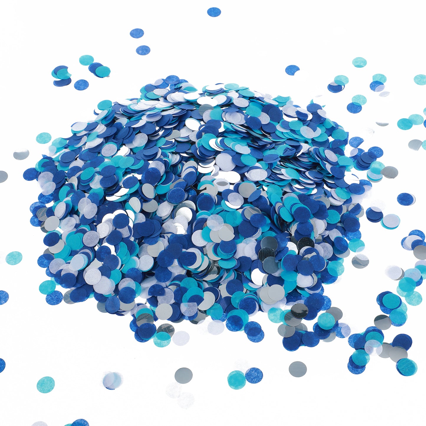 XLIUAX 6000 Pcs 50g Tissue Paper Confetti Circles, 0.39in/1cm Round Blue Silver Table Confetti Dots for Birthday Wedding Party Decoration