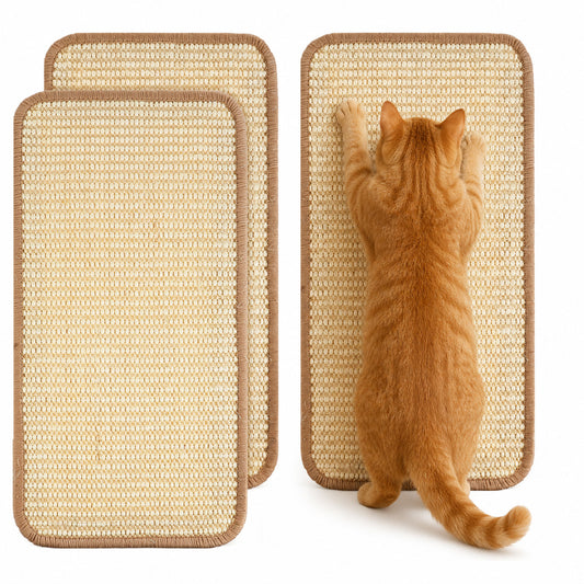 HJZHII 3Pcs Natural Sisal Cat Scratcher Mat, 40x20cm Cat Scratch Mats nti Slip Scratching Pad Horizontal Cat Floor Scratching Pad Rug, Protect Carpets, Sofas, and Furniture