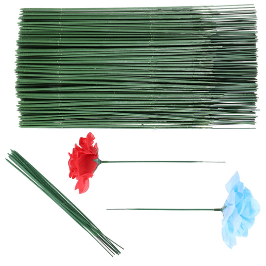 Jeffdad 100 Pcs Floral Stem Wire, Artificial Flower Rod Green Flower Stems Wire Crafting Floral Stem for Flower Arrangement Crafts Bouquets Wreath Making(6.7 inch/17 cm)
