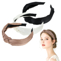 cobee 3 Pcs Women's Headbands, Girls Fashion Top Knotted Non-slip Hairbands, Women's Wide Soft Hairbands Girls Accessories Solid Color Hairband Set, Styling Hair Accessories(Brown Series)