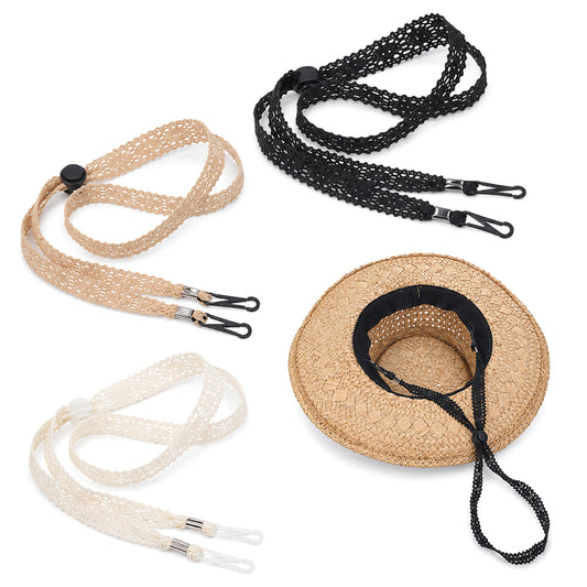 Jeffdad 3 PCS Hat Straps for Wind, Adjustable Hat Strap Clips Chin Cord