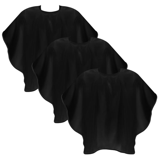 AOZUO 3pcs Makeup Capes, Makeup Apron for Clients Hair Cutting Shampoo Capes Shorty Barber Smock Hair Dye Capes with Adjustable Closure for Hair Beauty Salon Makeup Artist Accessories(Black)