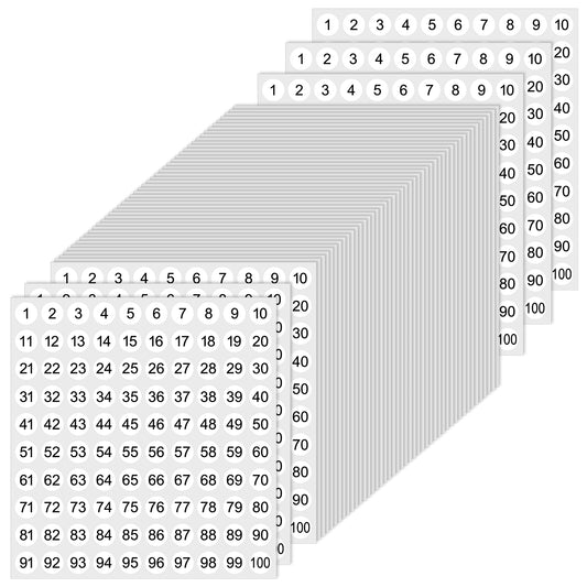 BOHUIZ 50 Sheets Number Stickers, 1-100 Small Sticky Numbers Small Round Self Adhesive Number Labels 10mm Inventory Numbered Sticker for Sorting