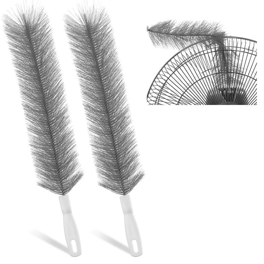 JIEYAO 2 Pcs Bendable Fan Cleaner Brushes, Cobweb Duster Fan Cleaning Brush Set Microfiber Head Washable Brush for Ceiling Fan Air Vents Curtains Cars Box Fan(Gray)