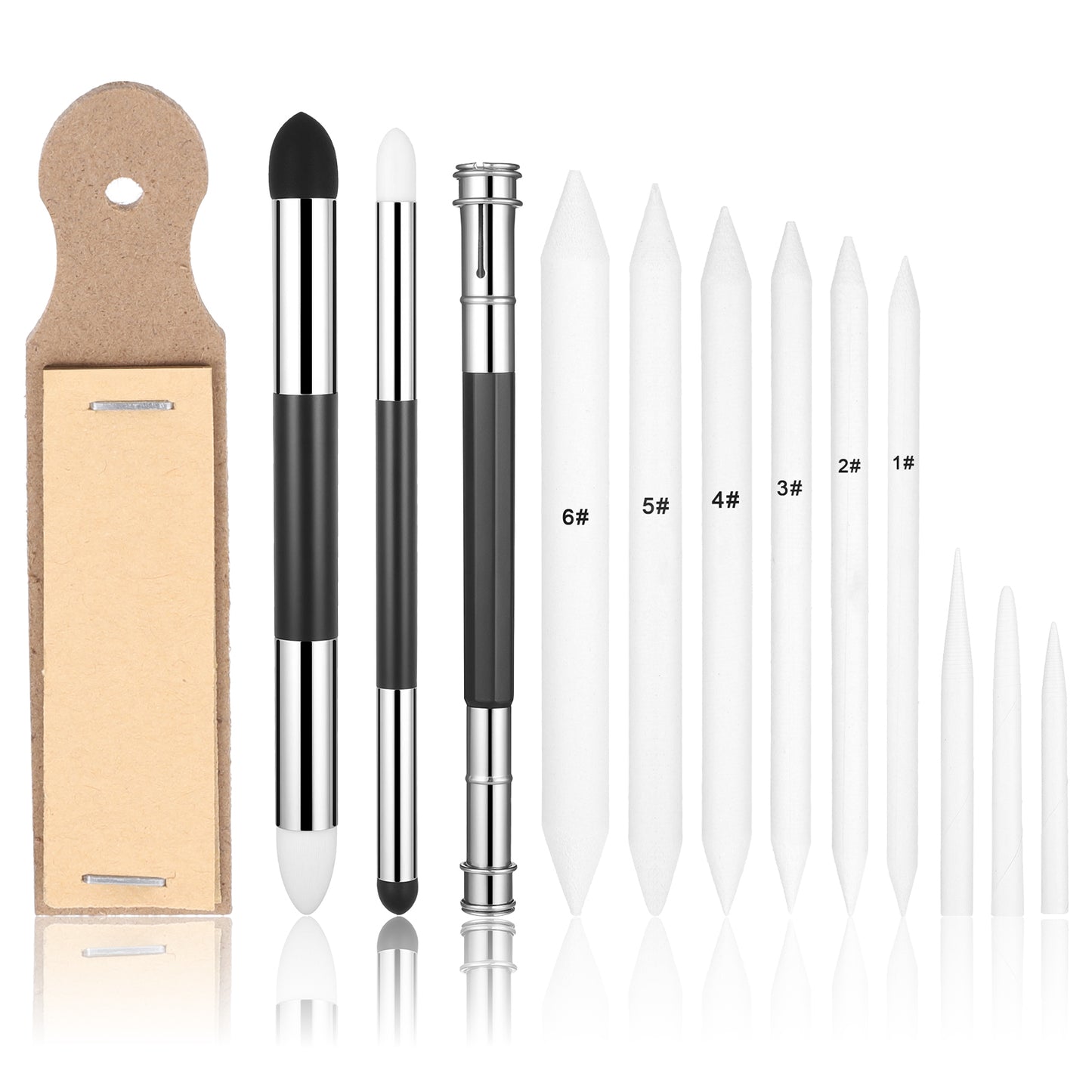 simarro 13Pcs Mixing Pens, Art Mixer, Mixings Sponge Pen and Sandpaper Pencil Sharpener, Mixing Sticks for Drawing, Shading Pencils for Sketching, for Artists Drawings Hobby, Charcoal Sketch Drawing