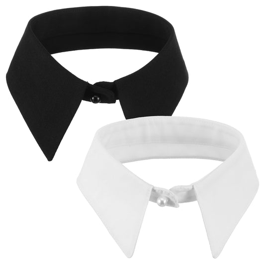 MBAIYO 2 Packs Fake Collar Detachable Dickey Collar for Women, Classic Black White Shirt Collars, Versatile Faux Collars Accessories for Blouses & Dresses