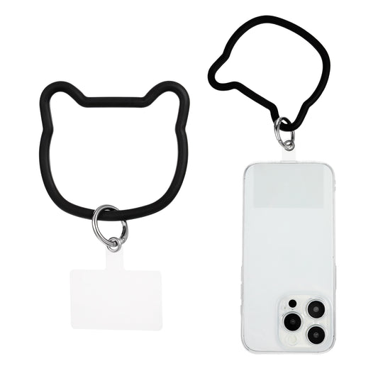 Giantree Cat Head Loop Phone Lanyard, Smart Phone Silicone Phone Wrist Phone Strap With Key Chain Holder, Cell Phone Hand Wrist Lanyard Strap with Back Patch for All Smartphones Phone Case(Black)
